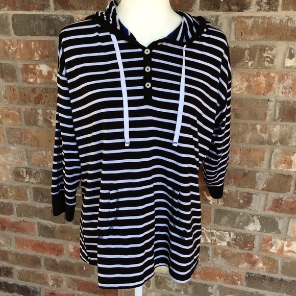Chaps Tops - CHAPS STRIPED HOODED TOP